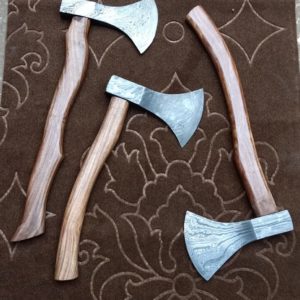 Damascus Axe lot of 3pcs with Leather Sheath