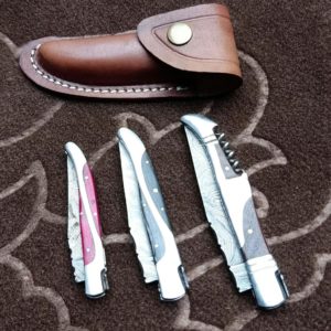 Pocket knives Frame Handle with Leather Cover