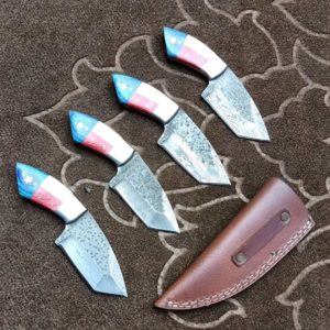 Skinner Knives Texas handle lot of 4 Pcs with Leather Cover