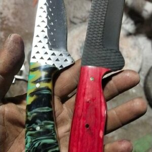 Skinner and Bull cutter knives lot of two knives with cow Hide leather sheaths