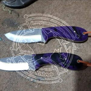 Custom Handmade rasp steel Skinner knives with leather sheaths