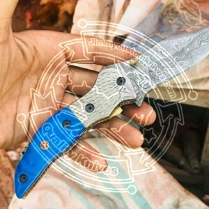 Custom Handmade Damascus steel folding knife