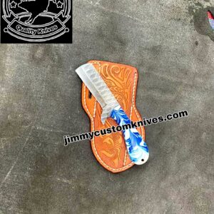 Custom hand made Damascus steel bull cutter knife