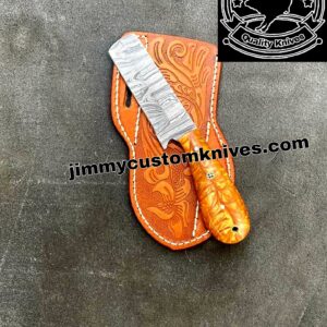 Custom hand made Damascus steel bull cutter knife