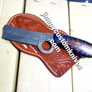 Custom hand made Damascus steel bull cutter knife
