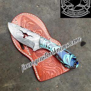 Custom hand made Damascus steel cowboy knife
