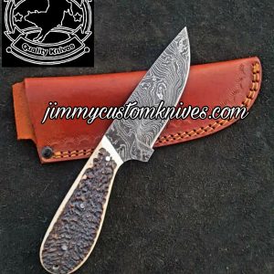 Custom hand made Damascus steel cowboy knife