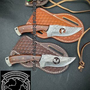 Custom hand made Damascus steel cowboy knife