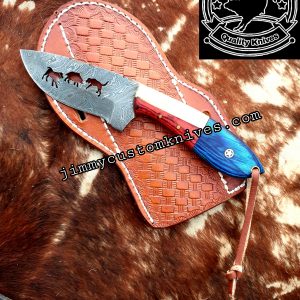Custom hand made Damascus steel Skinner knife