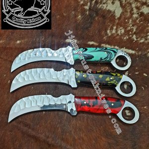 Custom hand made carbon steel Big offer three hawk bill knives