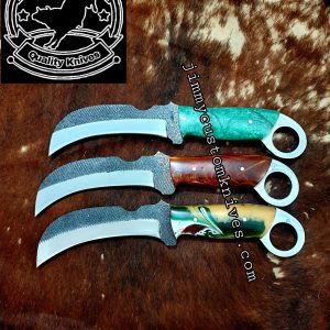 Custom hand made carbon steel Big offer three hawk bill knives