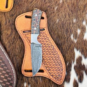 Custom handmade Damascus steel cowboy skinner knife