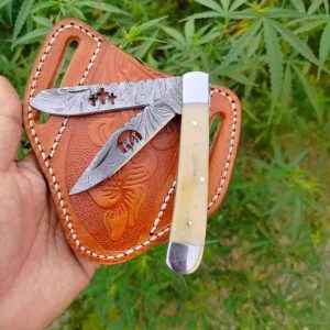 Custom handmade Damascus steel pocket knife