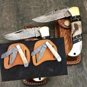 Special bundle offer Custom handmade Damascus steel cowboy pocket knives.