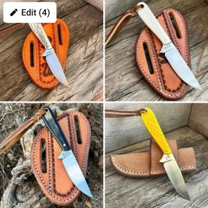 Custom handmade D2 steel special bundl offer cowboy skinner knives.  Overall length "7  And also Angreved Name on the leather sheath.  With cross draw leather sheaths.