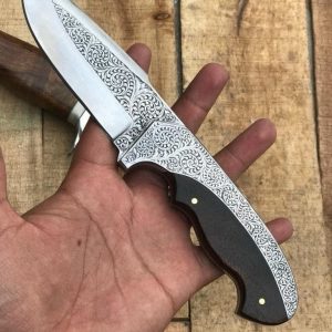 Custom handmade Damascus steel cowboy skinner knife