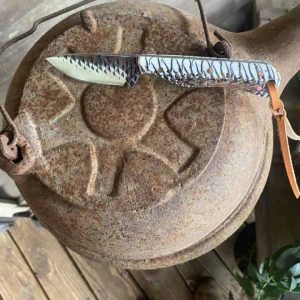 Custom hand made horse rasp steel cowboy skinner knife.