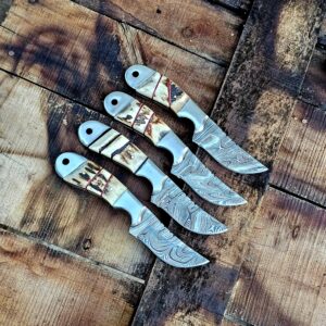 Custom hand made Damascus steel cowboy skinner knives special bundle offers buy two get four free