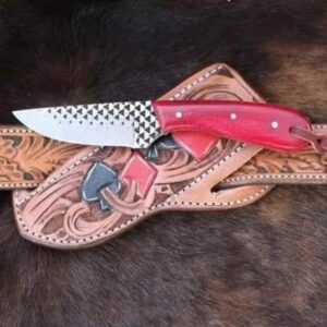 For sale custom handmade horse rasp steel cowboy skinner knife with handmade leather sheath